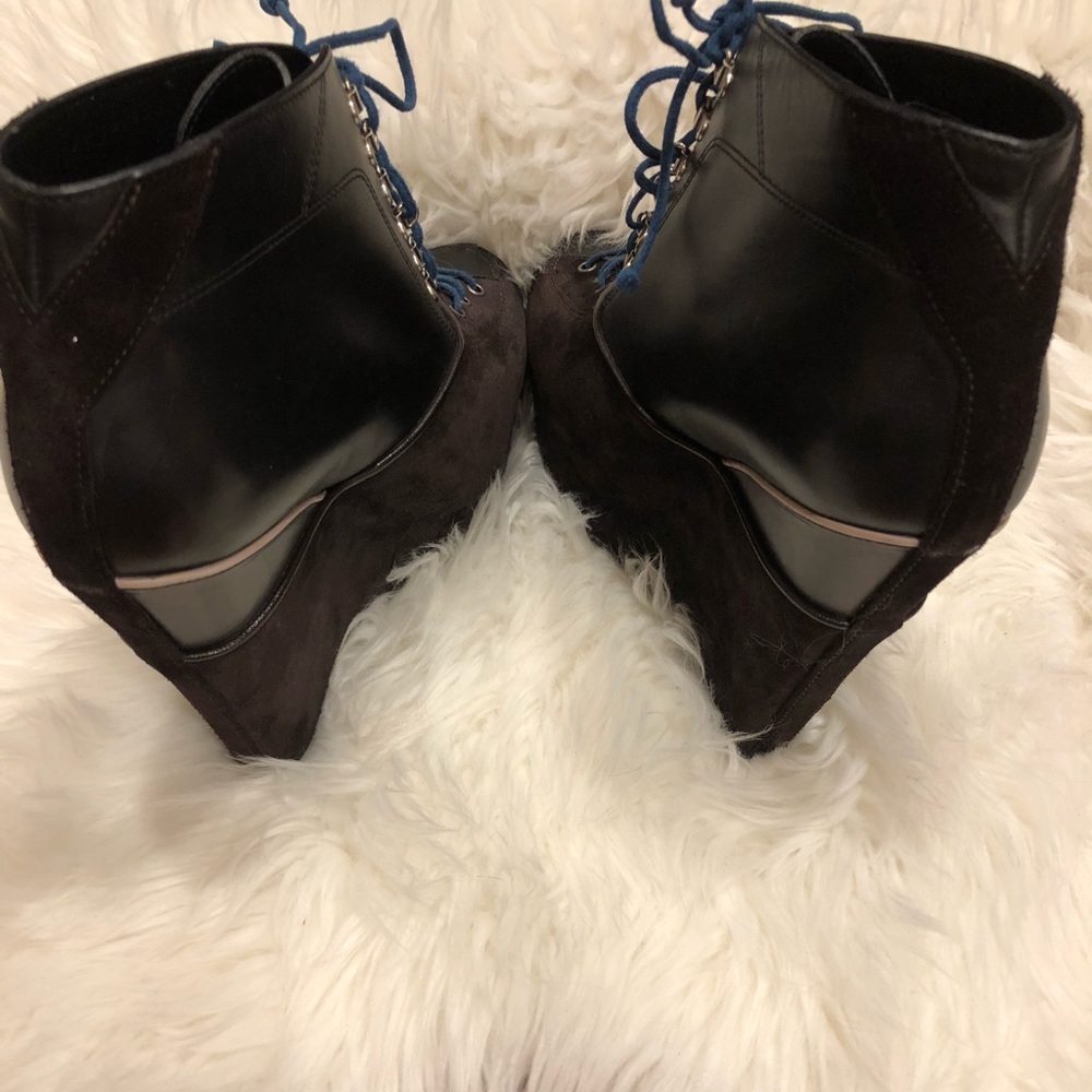Ysl Ariane lace up wedge platform boots